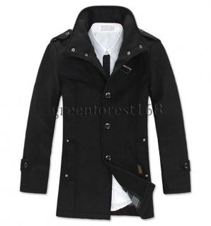 Hot mens slim Warm Wool long jacket coatTrench Coat