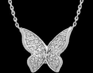 Diamant Schmetterlings Anhänger mit Kette Weißgold 750