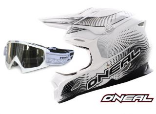 Oneal 712 Flyer Enduro MX Crosshelm weiss Gr. L + Race Brille weiss