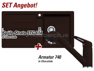 SET Franke Fragranit Spuele Strata STG 614 Armatur 740 Chocolate braun