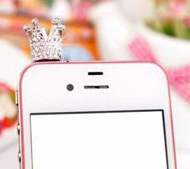 Staub Schutz Stoepsel Krone Glitzer Silber Schmuck Plug iPhone 3 5mm