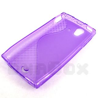 Purple Soft Gel Case Cover Film For Sony Ericsson Xperia Ray ST18i
