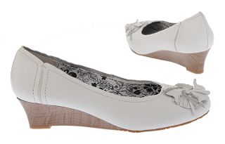BOXX by MARC Shoes Weiss Damen PUMPS Wedges Schuhe Leder Keilabsatz Gr