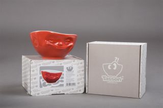 Lustige Tasse rot grinsendes Gesicht Milchkaffeeschale Kaffeetasse