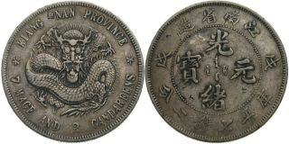 B755 China Provinz KIANG NAN 1 Dollar 1904 Chopmarks / Gegenstempel