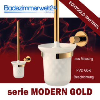 Modern 3102 PVD Gold Frost Glas WC Garnitur/Toilettenbürste Modern