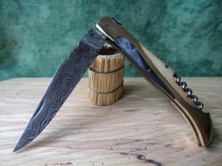 Damast Messer Damastmesser Laguiole Style 128 Lagen Handvoll im 2 Holz