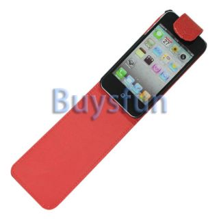Red Crocodile Skin Style Flip Leather Cover Case For Apple iPhone 4 4G