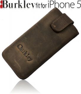 Burkley STONE WASHED Leder Handytasche für iPhone 5 Case Tasche Etui