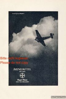 Arzneimittel Medizin Großflugzeug Bayer Reklame 1939 Flugzeug Werbung