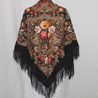 Berühmte Russisch Schal Tuch Kopftuch 100% Wolle Pawlower Posad