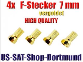 4x F Stecker 7 mm vergoldet F Stecker High Quality Sat Stecker