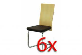 6x Konferenzstuhl Freischwinger Besucherstuhl Stuhl mit Holzlehne