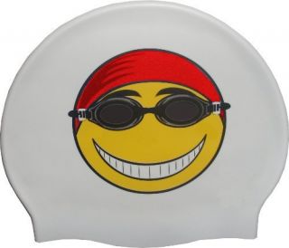 Silikon FUN Dot Cap Badekappe SMILEY red Bademütze NEU
