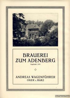 Brauerei Adenberg Oker Harz Wagenführer Reklame 1926