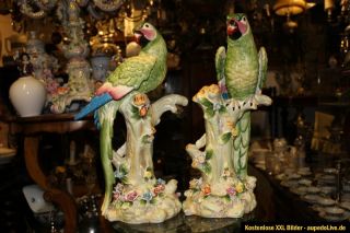 Wunderschöne Große Bemalte Papageien Set 42cm Sehr Selten mehr im