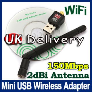 WiFi Wireless Adapter 150M LAN Card 802.11n/g/b with Antenna UK