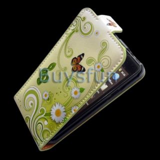 Butterfly Green Flip Leather Cover Case Skin for Samsung Galaxy S2