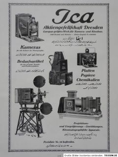 Reklame, Ica AG Dresden, Kamera, Kinobau, 1918