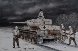 Gemaelde Waffen SS Panzerdivision Leibstandarte Panzer IV Ritterkreuz