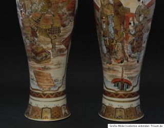 große Satsuma Vasen / Vase, Meiji Zeit, Japan um 1920, Höhe 46cm