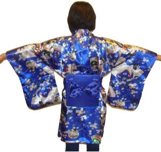 Geisha Kimono Morgenmantel Satin Kostüm Kleid Robe Cosplay Yukata