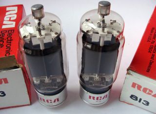 Pair of NOS (New Old Stock) RCA 813 vintage electron tubes made in USA