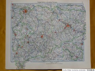 Landkarte Freistaat Sachsen und östl. Thüringen, Leipzig, Dresden