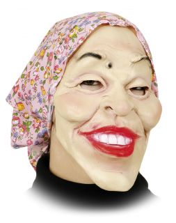 Maske alte Frau mit Kopftuch Spaßmaske Karneval