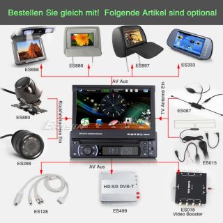 ES819GE 7 1 Din HD Autoradio Car DVD/USB/SD Player GPS TV iPod
