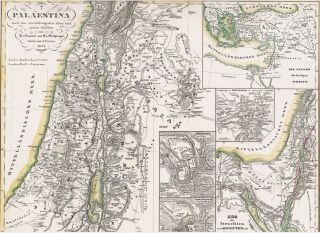 Antiquarische alte Landkarte PALÄSTINA Israel Kanaan Jersusalem 1851