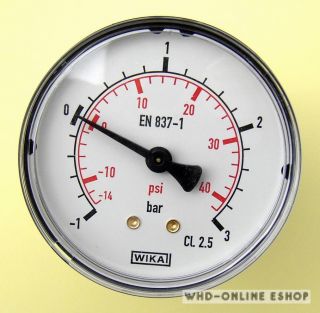 Wika   Vakuum Manometer  1,0 bis +3,0bar, G1/4, ø63mm, waagerecht