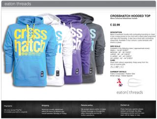 New Mens Crosshatch Designer Zip Hooded Top Colours Sizes S, M, L, XL