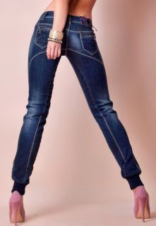 Röhren Jeans gerades Bein used look Pumphose Absteppnähte faded low