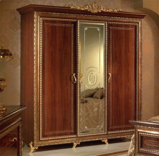 Schrank Kleidersch rank Giotto Stilmöbel Italien Nussbaum Gold Design