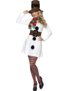 Kostüm Miss Schneemann Damen Weihnachten Party Verkleidung + Hut 36