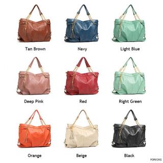 NEW Women Gold Chain Tassel Handles Totes Shoppers Shoulder Bags