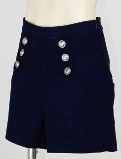High Waisted Sailor Anchor Button Rockabilly Hotpants Kurze Hose