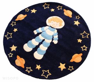 Teppich Astronaut Tom Ø 130 cm Kinderteppich rund für Kinderzimmer