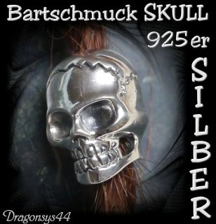 NEU Bart Perle Bartperle Bartschmuck 925Silber D4,6mm SKULL Schädel