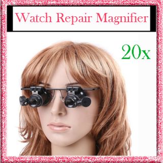 Eyeglasses Jeweler Watch Repair 20X Magnifier Magnifying LED Glass