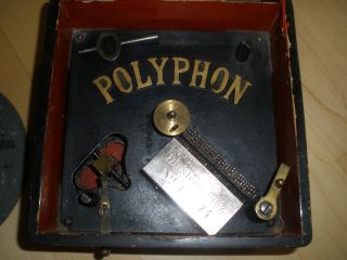 antik Polyphon Plattenspieldose Symphonion Spieluhr Kalliope + 10