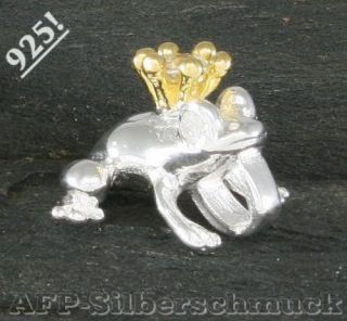 Frosch, Froschkönig Anhänger, massiv 925 Silber, neu