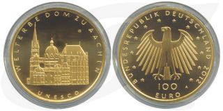 BRD 100 Euro 2012 A vz st original Dom zu Aachen Anlagegold 15 55g