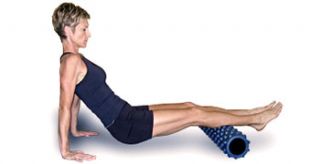 Roll from just above your ankles to just below your knees. Cross your