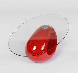 Luxus Design Couchtisch Wohnzimmertisch rot Glas neu