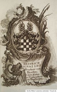 1778 Wappen Kalender Malteser Johanniter Malta Heraldik viele Kupfer