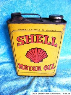 Alte Öldose Blechdose SHELL + 1935 2Liter Bidon huile tin oil can