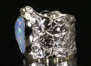 Breiter Opalring 925 Silber. Schöner Ring Opal. Goldschmiedering
