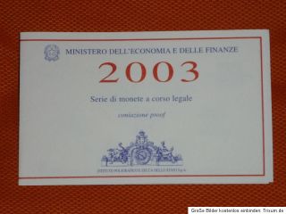 Kursmünzensatz Italien 2003 PP incl. 5 €uro Silbermünze